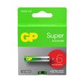 Piles alcalines GP Super G-Tech LR03/AAA - 6 pièces