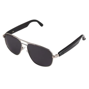 GS02 Lunettes d\'aviateur intelligentes polarisées avec traduction AI, musique et fonctions d\'appel - Argent / Noir