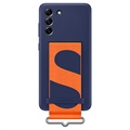 Coque Samsung Galaxy S21 FE 5G en Silicone avec Sangle EF-GG990TNEGWW - Bleue Marine