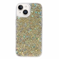Coque iPhone 15 en TPU Glitter Flakes - Doré