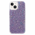 Coque iPhone 15 Plus en TPU Glitter Flakes - Violet