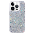 Coque iPhone 15 Pro Max en TPU Glitter Flakes - Argenté