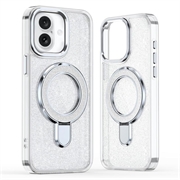 Coque hybride pailletée iPhone 17 avec Kickstand - Compatible MagSafe - Transparent