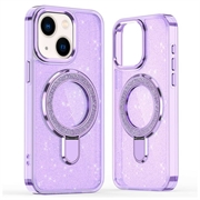 Coque hybride pailletée iPhone 15 avec Kickstand - Compatible MagSafe - Violete