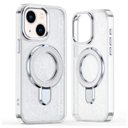 Coque hybride pailletée iPhone 15 avec Kickstand - Compatible MagSafe - Transparent