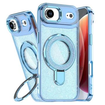 Coque hybride pailletée iPhone Air avec Kickstand - Compatible MagSafe - Bleu