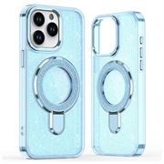Coque hybride pailletée iPhone 16 Pro Max avec Kickstand - Compatible MagSafe - Bleu