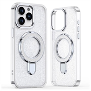 Coque hybride pailletée iPhone 16 Pro Max avec Kickstand - Compatible MagSafe - Transparent