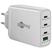 Chargeur rapide multiport Goobay 100W à technologie GaN - 3x USB-C, USB-A - Blanc