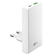 Goobay Chargeur rapide double GaN 90° plat - 65W, USB-C & USB-A - Blanc