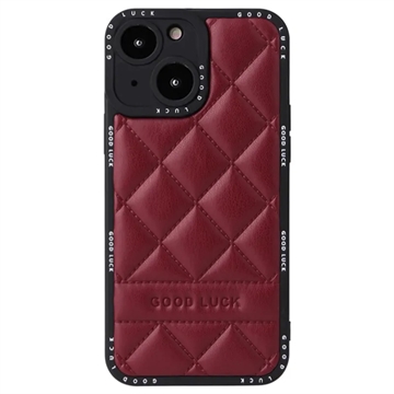 Coque Hybride iPhone 14 Plus Good Luck Rhombic Grid - Vin Rouge