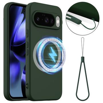 Coque Google Pixel 10 en Silicone Liquide - Compatible MagSafe - Vert Foncé