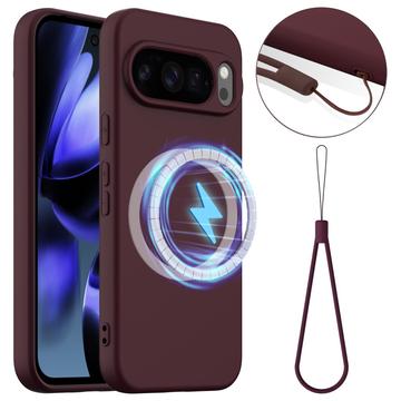 Coque Google Pixel 10 Pro en Silicone Liquide - Compatible MagSafe - Vin Rouge