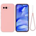 Coque Google Pixel 10a en silicone liquide avec dragonne - Rose
