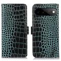 Étui Portefeuille Google Pixel 11 Pro XL en Cuir avec RFID - Série Crocodile - Vert