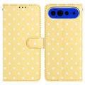 Étui portefeuille pour Google Pixel 11 Pro XL à motifs de pois - Jaune