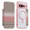 Étui à rabat magnétique élégant Google Pixel 11 Pro XL avec emplacements pour cartes RFID - Rose