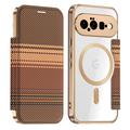 Étui à rabat magnétique élégant Google Pixel 11 avec emplacements pour cartes RFID - Marron