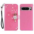 Etui Google Pixel 8 Pro Hibou Strass - Rose Vif