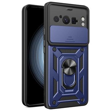 Coque Hybride Google Pixel 8 Pro à Anneau Rotatif avec Protection pour Appareil Photo - Bleue