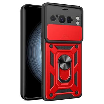 Coque Hybride Google Pixel 8 Pro à Anneau Rotatif avec Protection pour Appareil Photo - Rouge