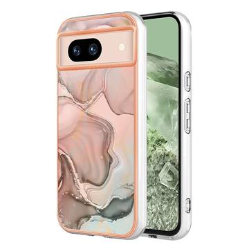 Coque Google Pixel 8a en TPU Marble Pattern Galvanisé IMD - Rose