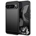 Coque Google Pixel 9 Pro XL en TPU Brossé - Fibre de Carbone - Noire