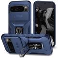 Coque Hybride Google Pixel 9 Pro XL à Anneau Rotatif avec Protection pour Appareil Photo - Bleue