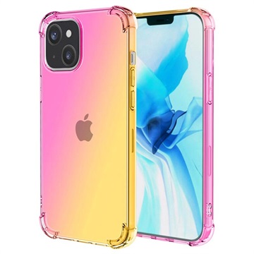 Coque iPhone 14 en TPU Antichoc Pente - Rose / Doré