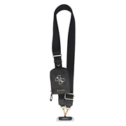 Sangle universelle pour téléphone portable Guess 4G Metal Logo et pochette zippée pour accessoires - Noir