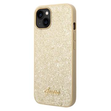 Coque Hybride iPhone 14 Plus Guess Glitter Flakes Metal Logo - Doré