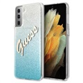Coque Guess Glitter Gradient Script Samsung Galaxy S21 5G - Bleue