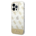 Coque Hybride iPhone 14 Pro Max Guess Peony Glitter Script Logo - Doré