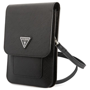 Sac à Bandoulière Guess Saffiano Triangle Logo - Noir