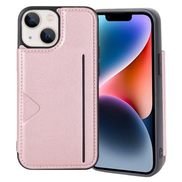 Coque iPhone 14 avec Portefeuille Hanman Mika - Rose Doré