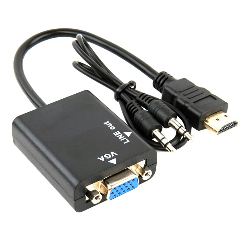 deleyCON HDMI vers VGA Adaptateur avec Transmission Audio - Câble  Adaptateur Prise HDMI vers Prise VGA de 3,5mm Prise Jack Audio Contacts  Plaqués or pour TV Projecteurs Ordinateurs Portables Notebooks : 