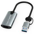 HU-04A Carte de capture vidéo 2-en-1 HDMI vers USB-C/USB-A - Gris