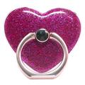Heart Shape Glitter Ring Kickstand for Smartphone Metal Buckle Phone Holder - Rose