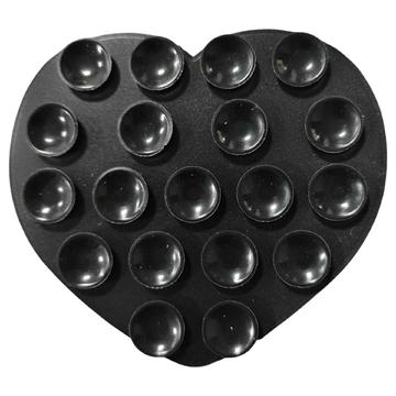 Porte-téléphone à ventouse en silicone en forme de coeur - Noir