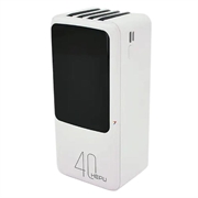 Banque d'alimentation Hepu XL HP210 40000mAh avec câbles USB-C/Lightning/USB-A/MicroUSB - Blanc