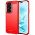 Coque Honor 200 Lite en TPU Brossé - Fibre de Carbone - Rouge