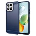 Coque Honor 200 Smart/X7c 4G/5G en TPU Brossé - Fibre de Carbone - Bleue
