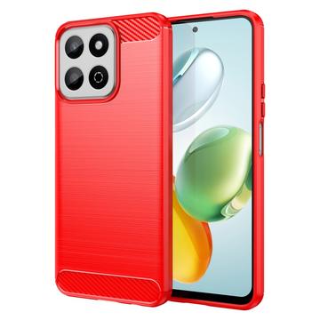 Coque Honor 200 Smart en TPU Brossé - Fibre de Carbone - Rouge