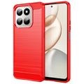 Coque Honor 400 Smart/X7d 4G en TPU Brossé - Fibre de Carbone - Rouge