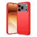 Coque Honor 600/600 Pro en TPU Brossé - Fibre de Carbone - Rouge