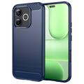 Coque Honor 600 Lite en TPU Brossé - Fibre de Carbone - Bleue