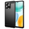 Coque Honor X5c/X5c Plus en TPU Brossé - Fibre de Carbone - Noire