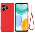 Coque Honor X5d/X5d Plus en silicone liquide avec dragonne - Rouge