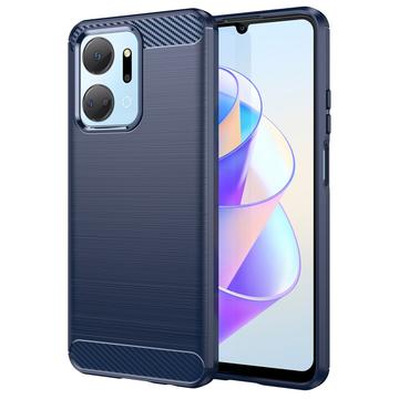 Coque Honor X7a en TPU Brossé - Fibre de Carbone - Bleu