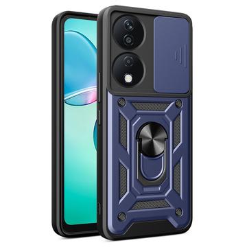 Coque Hybride Honor X7b/90 Smart à Anneau Rotatif avec Protection pour Appareil Photo - Bleue